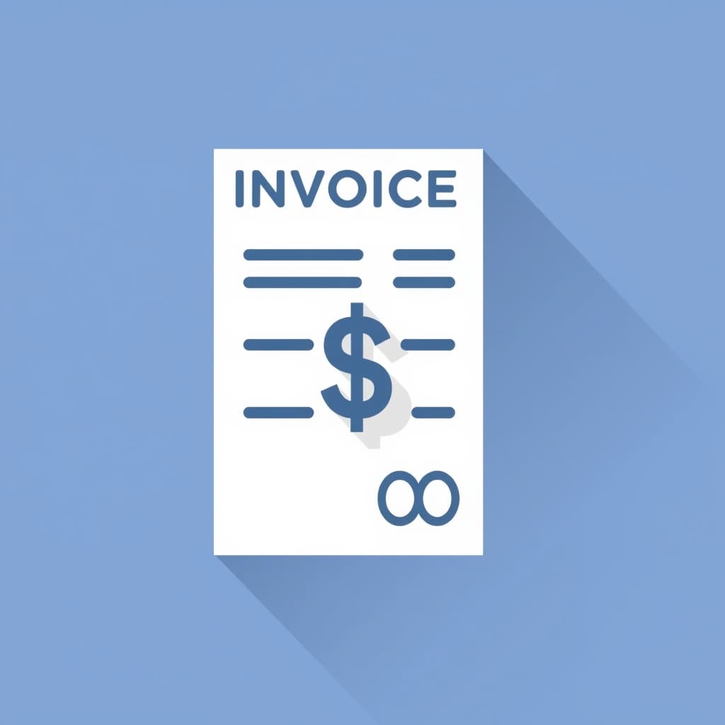 Flat icon of an invoice document with a dollar sign
